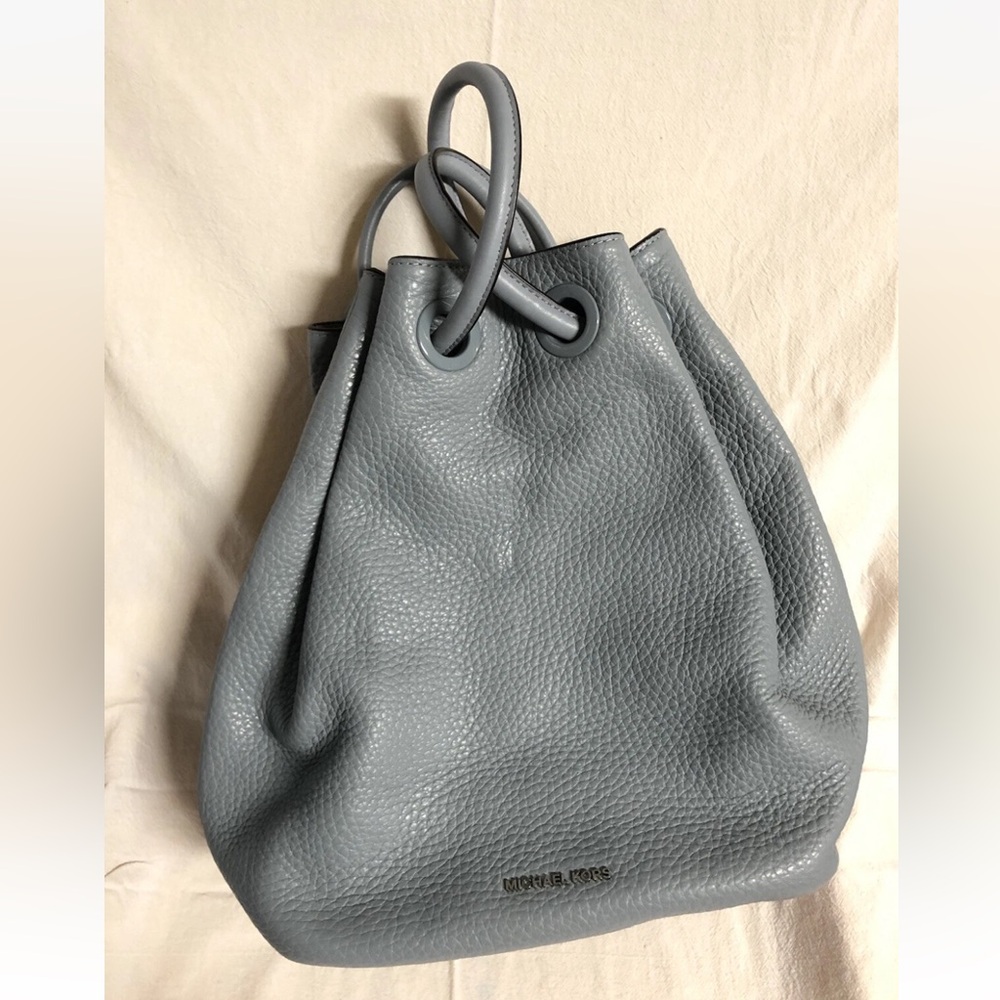 NWT Michael Kors Dalia Dusty Blue Leather Backpack Shoulder Bag - Picture 2 of 14